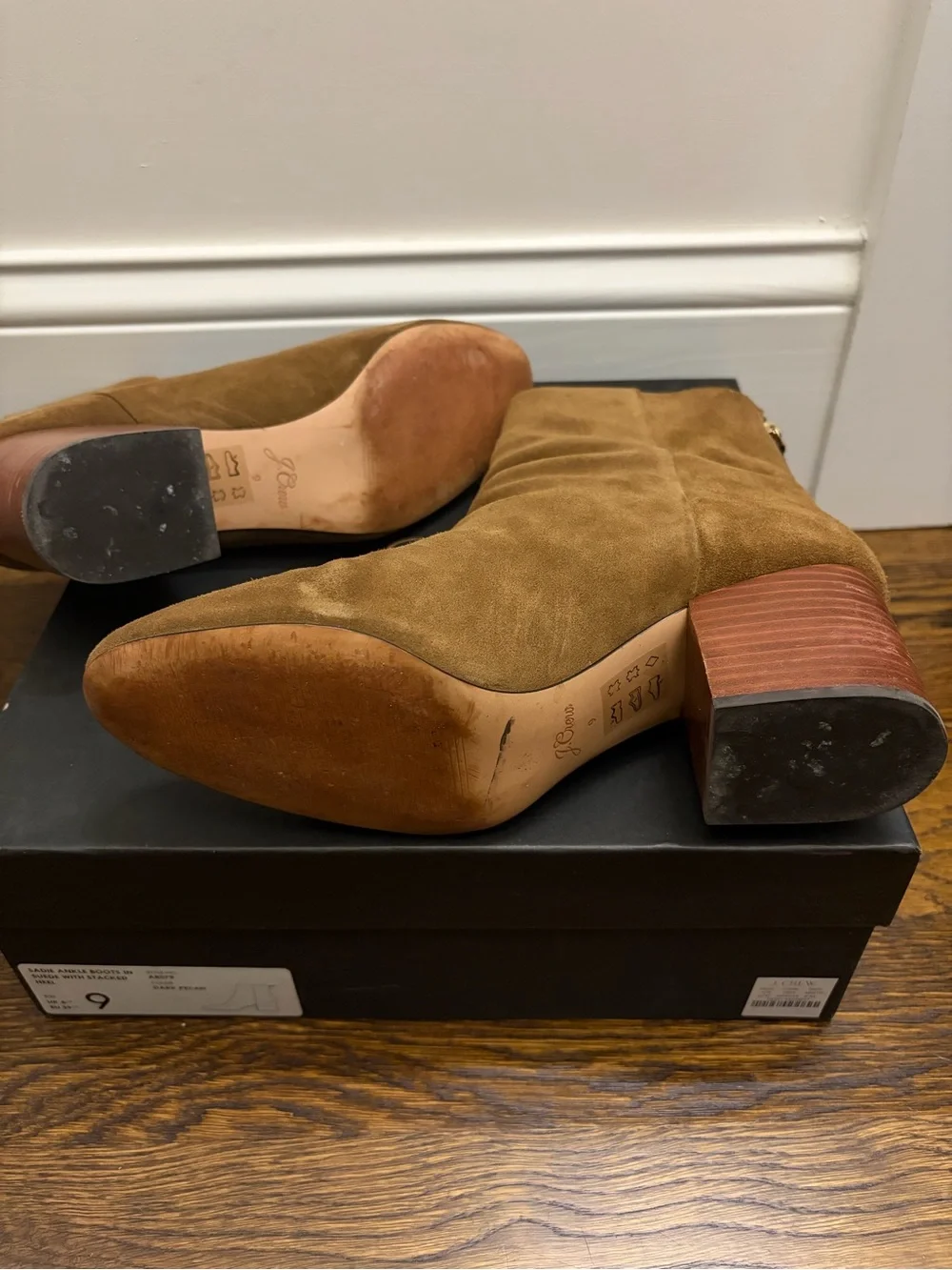 J Crew Women's Suede Mid-Heel Ankle Boots in Dark Pecan 9